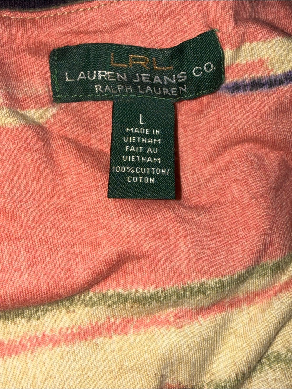 Lauren Ralph Lauren Striped Scoop-Neck Maxi Dress — Olive & Coral Size L - Picture 2 of 7
